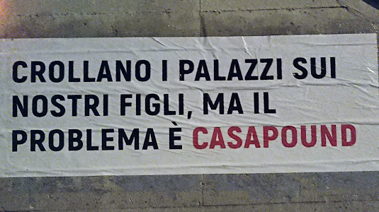 “Crollano i palazzi sui nostri figli ma il problema è CasaPound”